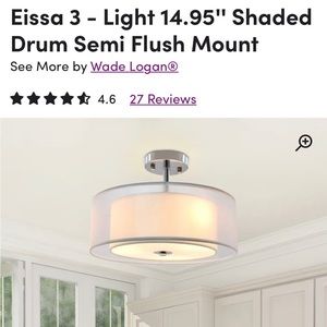 Elissa 3 light 14.95” shaded drum semi flush mount light fixtures